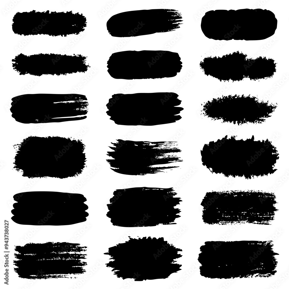 A beautiful set of black brush strokes laid on a white background A beautiful set of black brush strokes laid on a white background