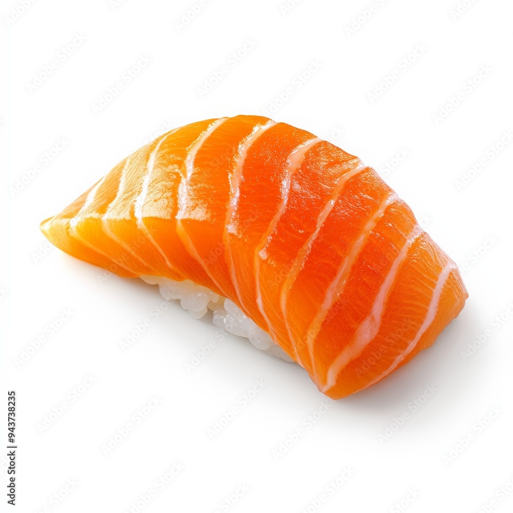 Fresh Salmon Nigiri Sushi on White Background. Fresh Salmon Nigiri Sushi on White Background.