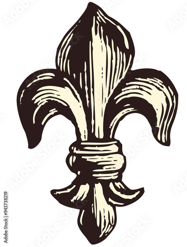 Fleur de lys  vintage illustration isolated on transparent background