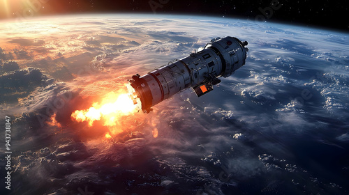 A spacecraft blasts off int...