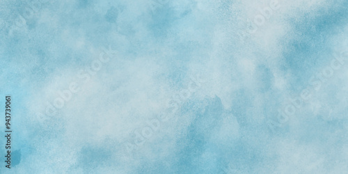 Abstract light blue watercolor cloudiness, mist, or smog background. Dark light blue sky with white background and blurred pattern. Vivid textured aquarelle painted art design background.