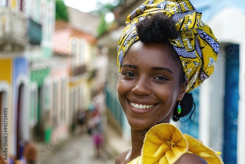 Brazilian woman in traditional attire in Salvador  Bahia. photo