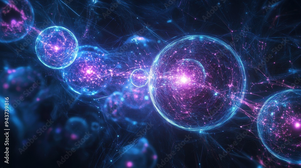 Abstract Network Sphere with Glowing Lines and Points, Futuristic Technology Background Abstract Network Sphere with Glowing Lines and Points, Futuristic Technology Background