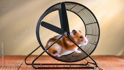 A hamster running in the hamster wheel