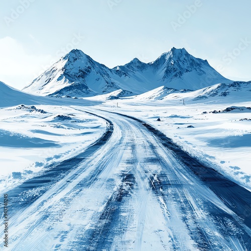 Wallpaper Mural A road in the Arctic with ice and snow, cold and barren, highdetail realism, isolated on white background Torontodigital.ca