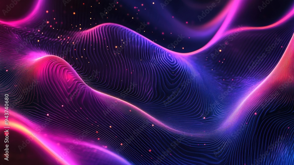 Fototapeta premium Gradient wavy background. Modern purple pink background. Sale banner