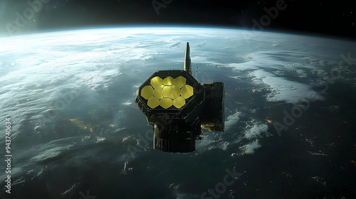 A spacecraft orbits Earth w...