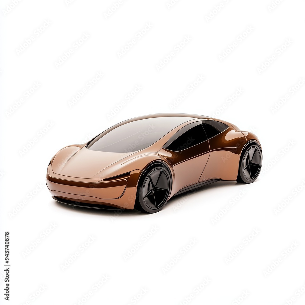 A 3D single icon of a streamlined electric car designed with a sleek futuristic shape and a smooth finish rendered in a simple modern style with a glossy finish and isolated on a white background A 3D single icon of a streamlined electric car designed with a sleek futuristic shape and a smooth finish rendered in a simple modern style with a glossy finish and isolated on a white background