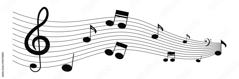 Music notes. Treble clef and notes for black design on a white background. Musical notes stave line pattern symbols icon. Symbol with music notes.
Music notes. Treble clef and notes for black design on a white background. Musical notes stave line pattern symbols icon. Symbol with music notes.