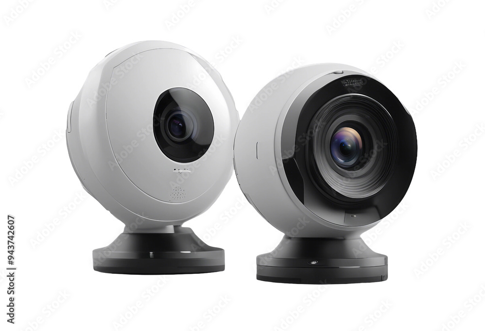 Collection of modern smart wireless camera for home security isolated on transparent background Collection of modern smart wireless camera for home security isolated on transparent background