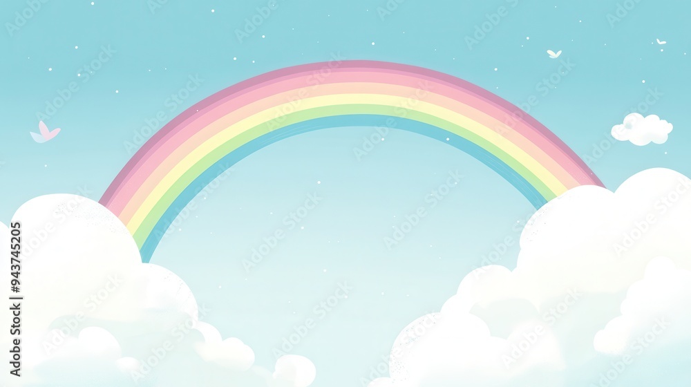 Pastel Rainbow and Clouds Background Illustration. Pastel Rainbow and Clouds Background Illustration.