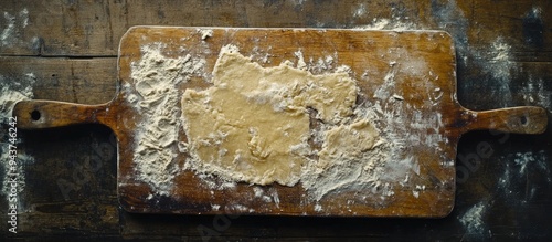An old worn cutting board w...