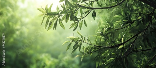 Green tree branches in a su...