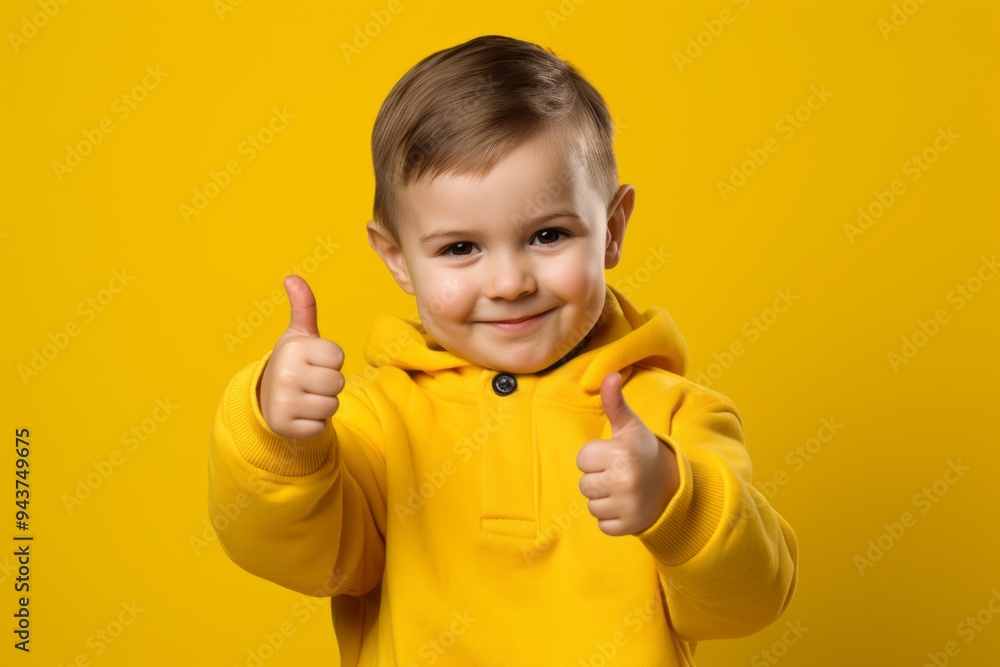 Happy Smiling Boy Giving Thumbs Up - Positive Child Portrait