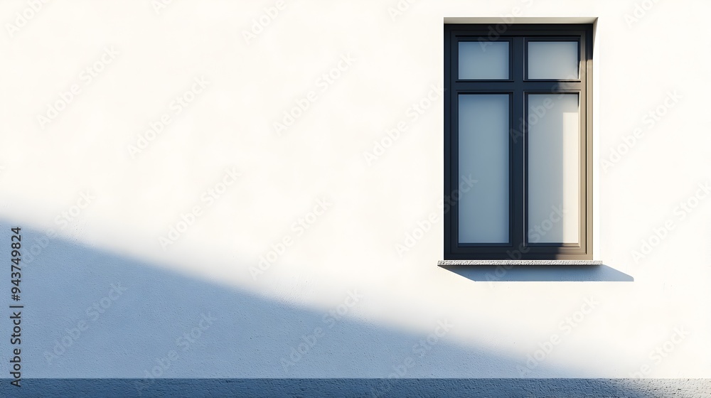 Minimalist architectural design featuring a solitary window on a plain white wall providing a clean contemporary backdrop with ample copy space for various design applications Minimalist architectural design featuring a solitary window on a plain white wall providing a clean contemporary backdrop with ample copy space for various design applications