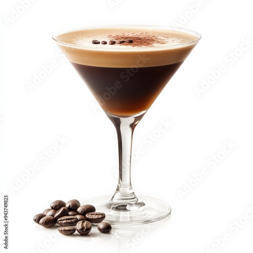 Coffee Martini Cocktail with Coffee Beans.