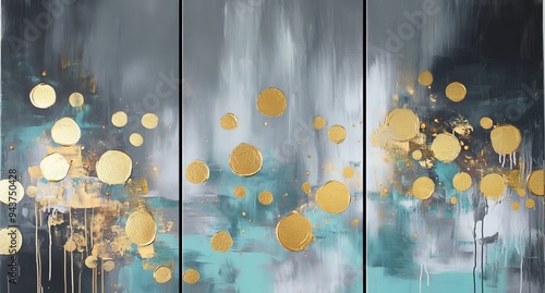 With circles and curves in orange and blue, this abstract geometric wall art set is a great addition to your home