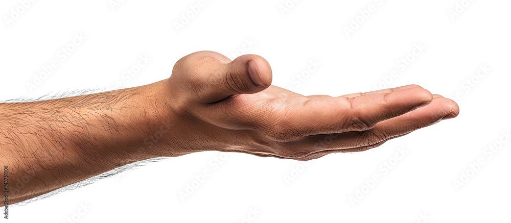 Hand of a man holding isolated on white background with clipping path. with copy space image. Place for adding text or design Hand of a man holding isolated on white background with clipping path. with copy space image. Place for adding text or design