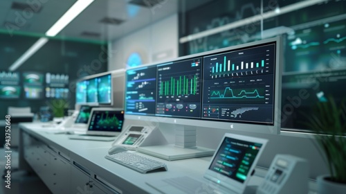 Wallpaper Mural Scientific laboratory with computers and digital displays Torontodigital.ca