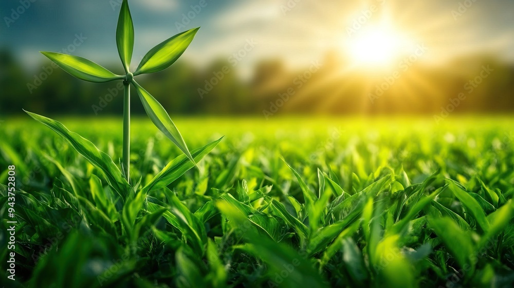 A vibrant green sprout emerging in a lush field, illuminated by warm sunlight, symbolizing growth and renewal in nature. A vibrant green sprout emerging in a lush field, illuminated by warm sunlight, symbolizing growth and renewal in nature.
