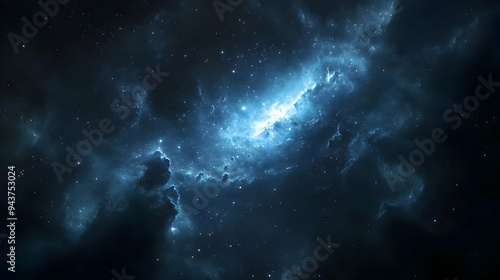 Obraz na płótnie A stunning view of a nebula with a bright blue core surrounded by swirling clouds of gas and dust. w salonie