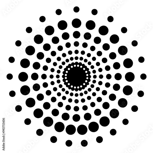 abstract circle halftone dotted circles round vector black