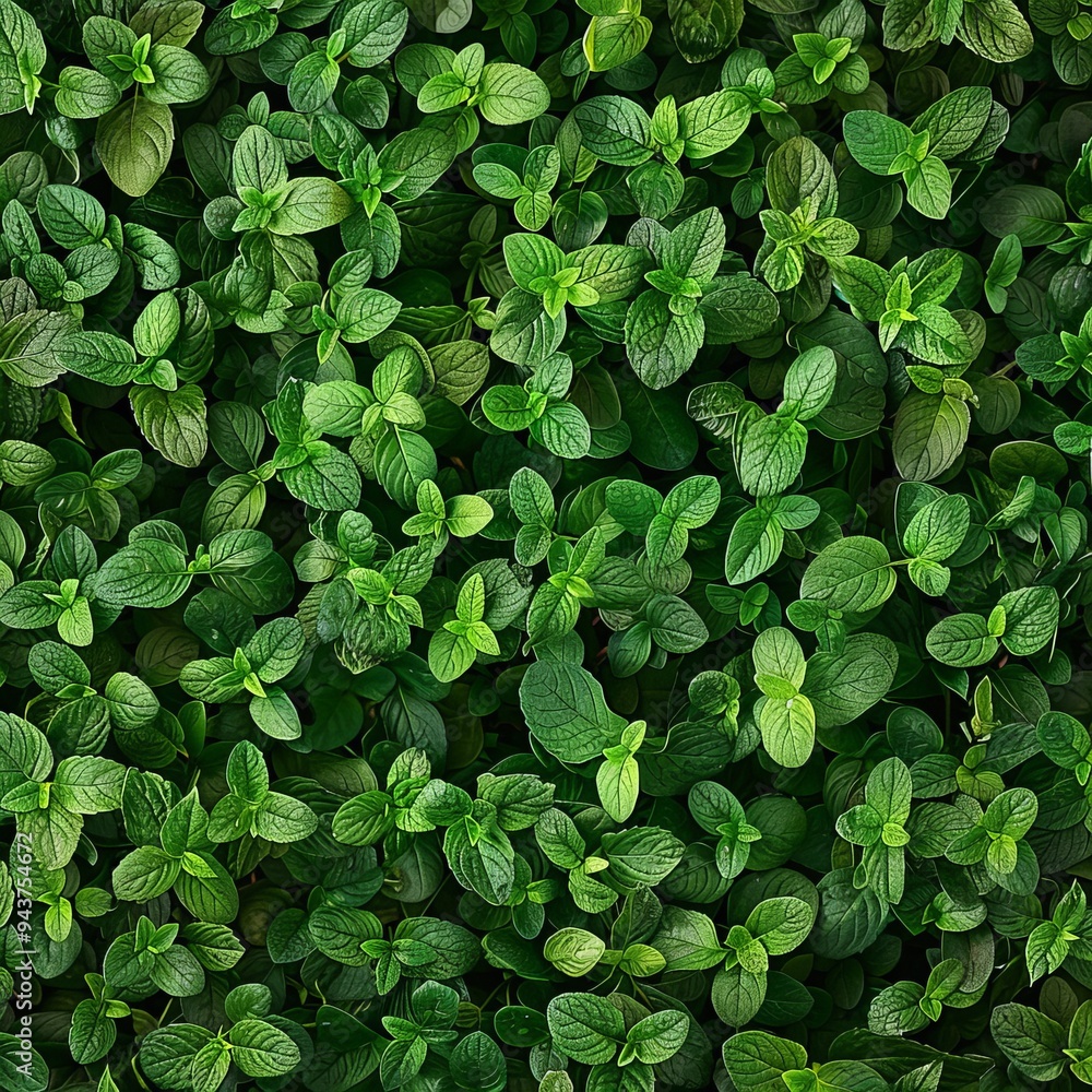 Fototapeta premium Many mint leaves texture background, fragrant spices pattern, Mentha piperita mockup, peppermint banner