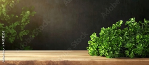 fresh parsley placed on the table. with copy space image. Place for adding text or design photo