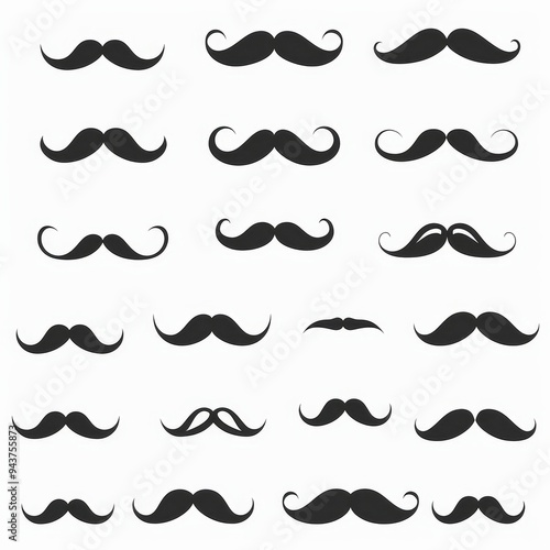 Mustaches icon, hipster sign, Fathers day symbol, barber logo, human whisker, vintage moustache emblem