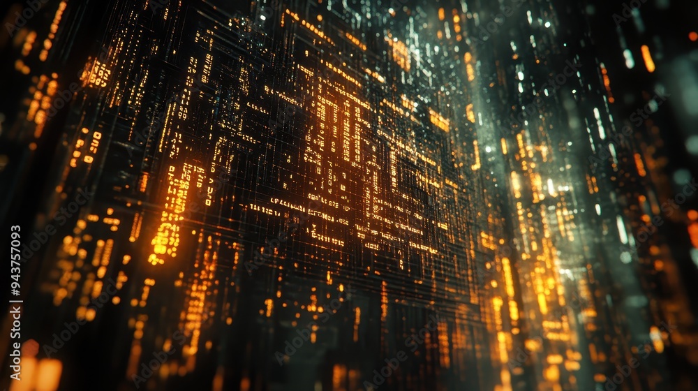 Abstract Futuristic Data Stream with Glowing Orange Lines and Grid Pattern. Abstract Futuristic Data Stream with Glowing Orange Lines and Grid Pattern.