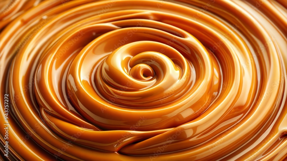 Swirled Caramel Sauce Close-Up Swirled Caramel Sauce Close-Up