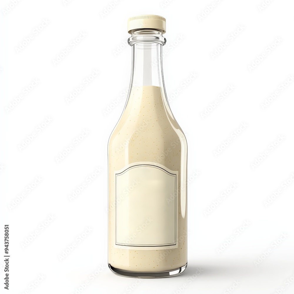 Glass Bottle with Blank Label for Sauce or Dressing. Glass Bottle with Blank Label for Sauce or Dressing.