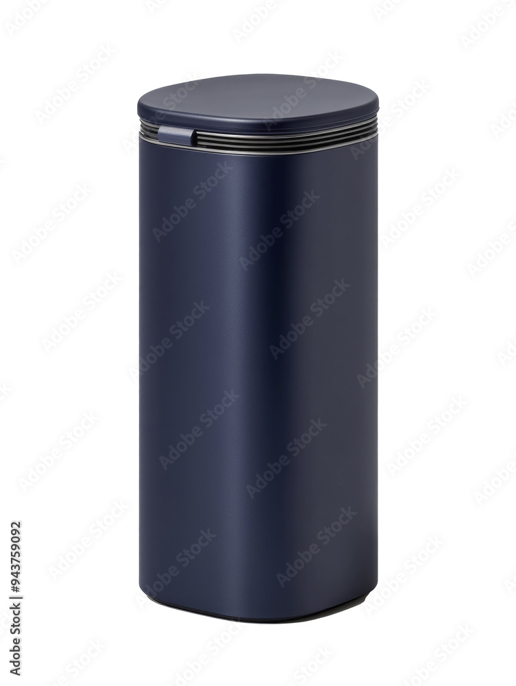 Blue Rectangular Trash Can with Lid and Silver Trim Blue Rectangular Trash Can with Lid and Silver Trim