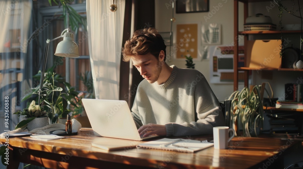 The man at home office The man at home office
