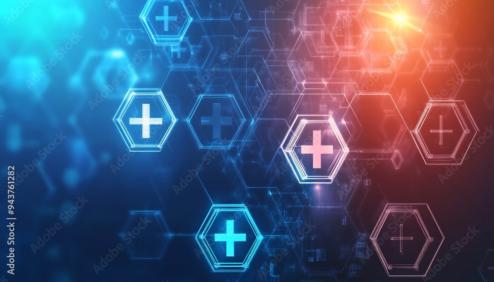 Abstract Hexagonal Shapes Enhancing a Medical Background Abstract Hexagonal Shapes Enhancing a Medical Background