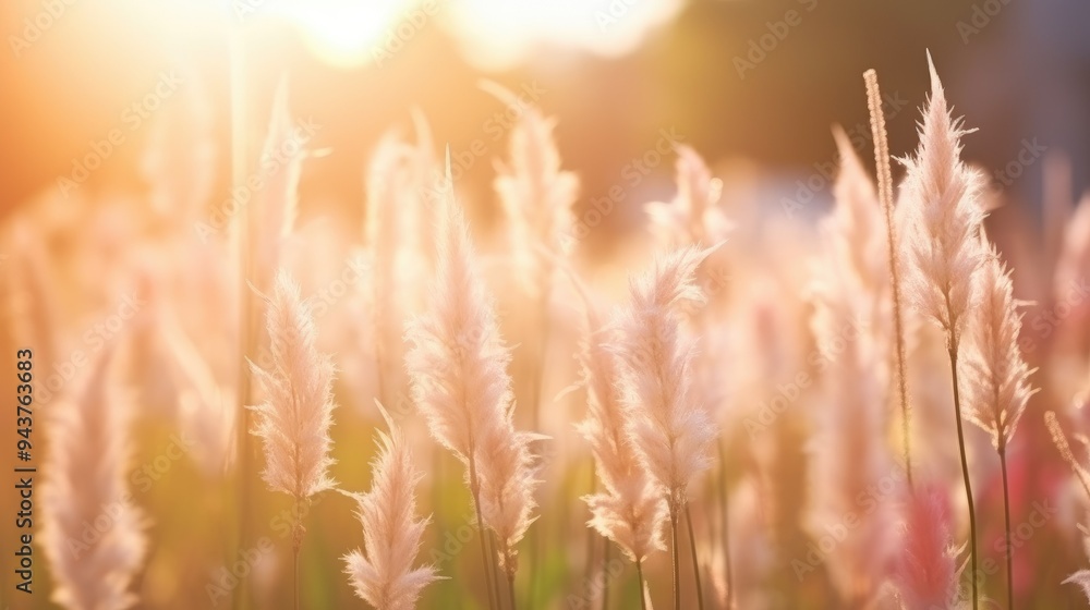 Soft focus of grass flowers with sunset light, peaceful and relax natural beauty Soft focus of grass flowers with sunset light, peaceful and relax natural beauty