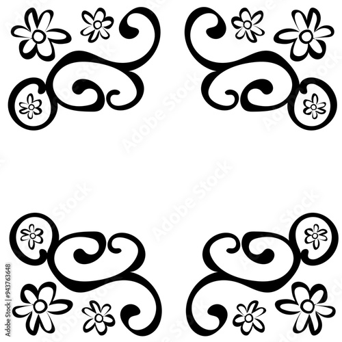 Beautiful frame with a floral pattern drawn in doula style on a white background