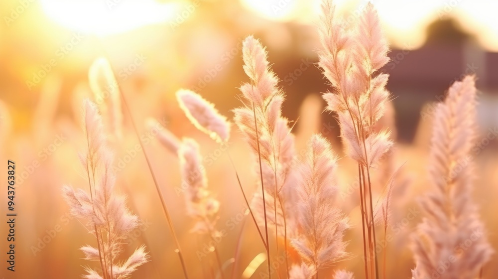 Soft focus of grass flowers with sunset light, peaceful and relax natural beauty Soft focus of grass flowers with sunset light, peaceful and relax natural beauty