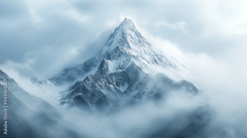 natural beauty, towering mountain peak, veiled in mist, symbolizes resilience and strength, drawing nature lovers to seek peace and clarity in its majestic presence natural beauty, towering mountain peak, veiled in mist, symbolizes resilience and strength, drawing nature lovers to seek peace and clarity in its majestic presence