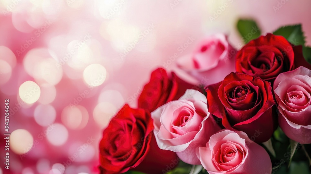 Valentine's day background with red and pink rose flowers Valentine's day background with red and pink rose flowers