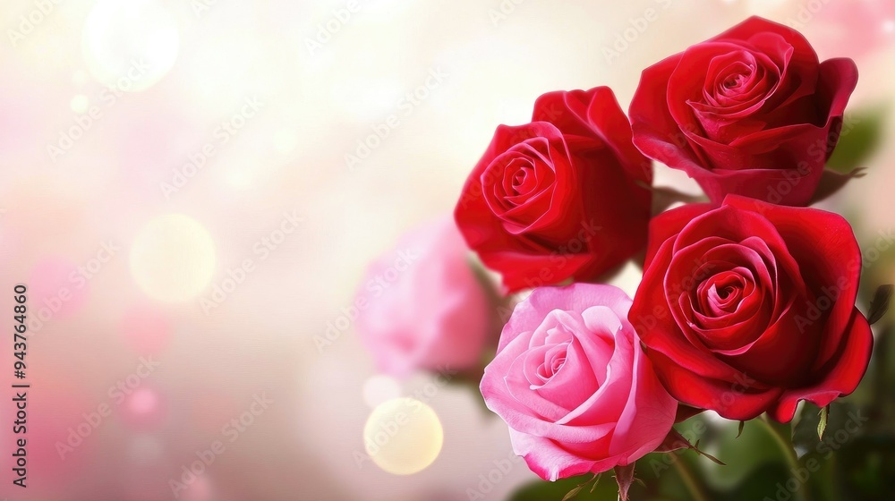 Valentine's day background with red and pink rose flowers Valentine's day background with red and pink rose flowers