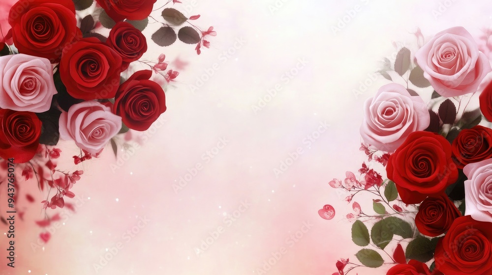 Valentine's day background with red and pink rose flowers Valentine's day background with red and pink rose flowers