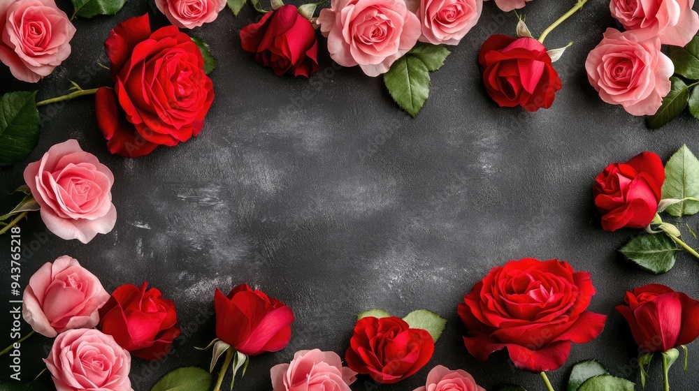 Valentine's day background with red and pink rose flowers Valentine's day background with red and pink rose flowers