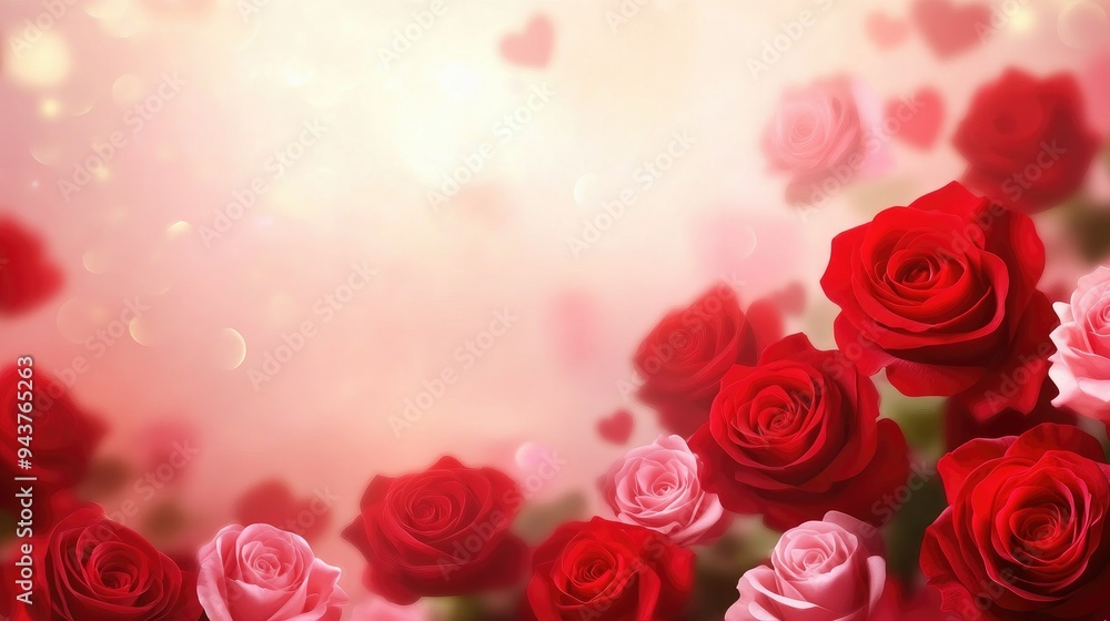 Valentine's day background with red and pink rose flowers Valentine's day background with red and pink rose flowers