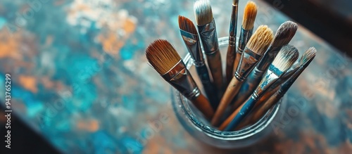 Top view close up of variou...