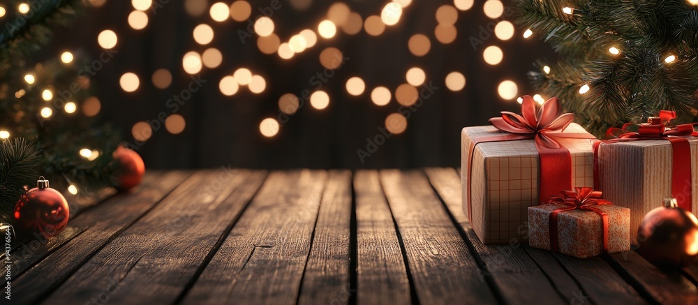 Lighting decorations and gifts for a holiday backdrop with space. with copy space image. Place for adding text or design Lighting decorations and gifts for a holiday backdrop with space. with copy space image. Place for adding text or design