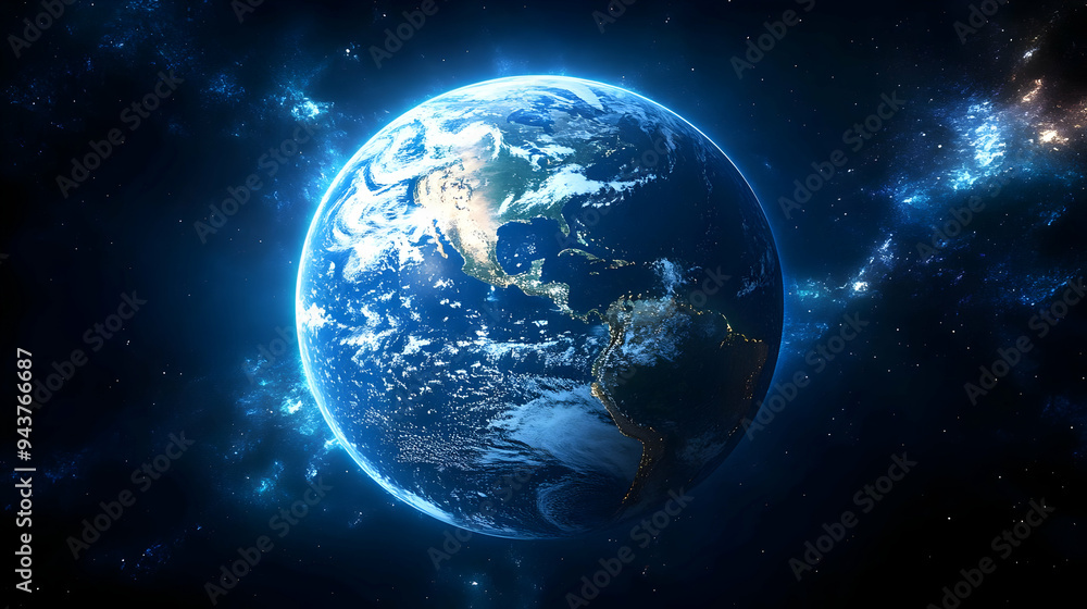 A stunning view of planet Earth from space with stars in the background. A stunning view of planet Earth from space with stars in the background.