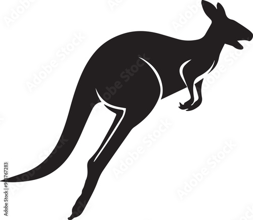 Kangaroo vector black silhouette design for T-Shirt