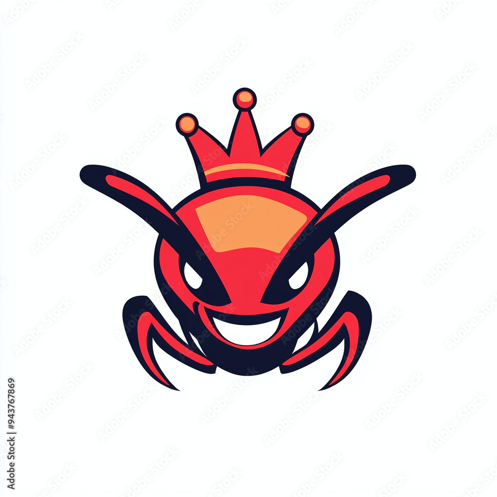 minimalist vector mascot logo of an ant king, isolated on white background minimalist vector mascot logo of an ant king, isolated on white background