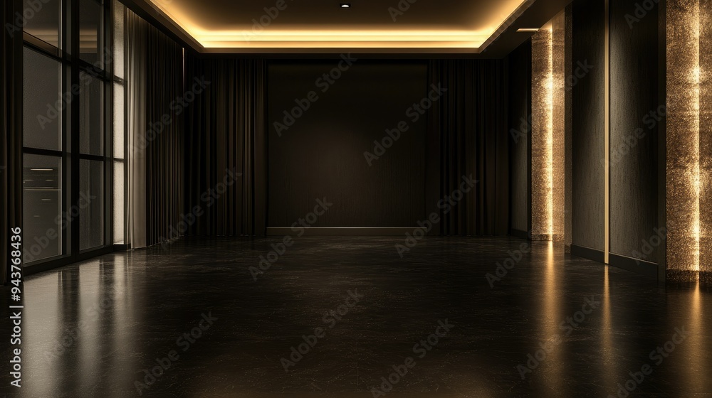 Empty elegant dark room at night with copy space Empty elegant dark room at night with copy space